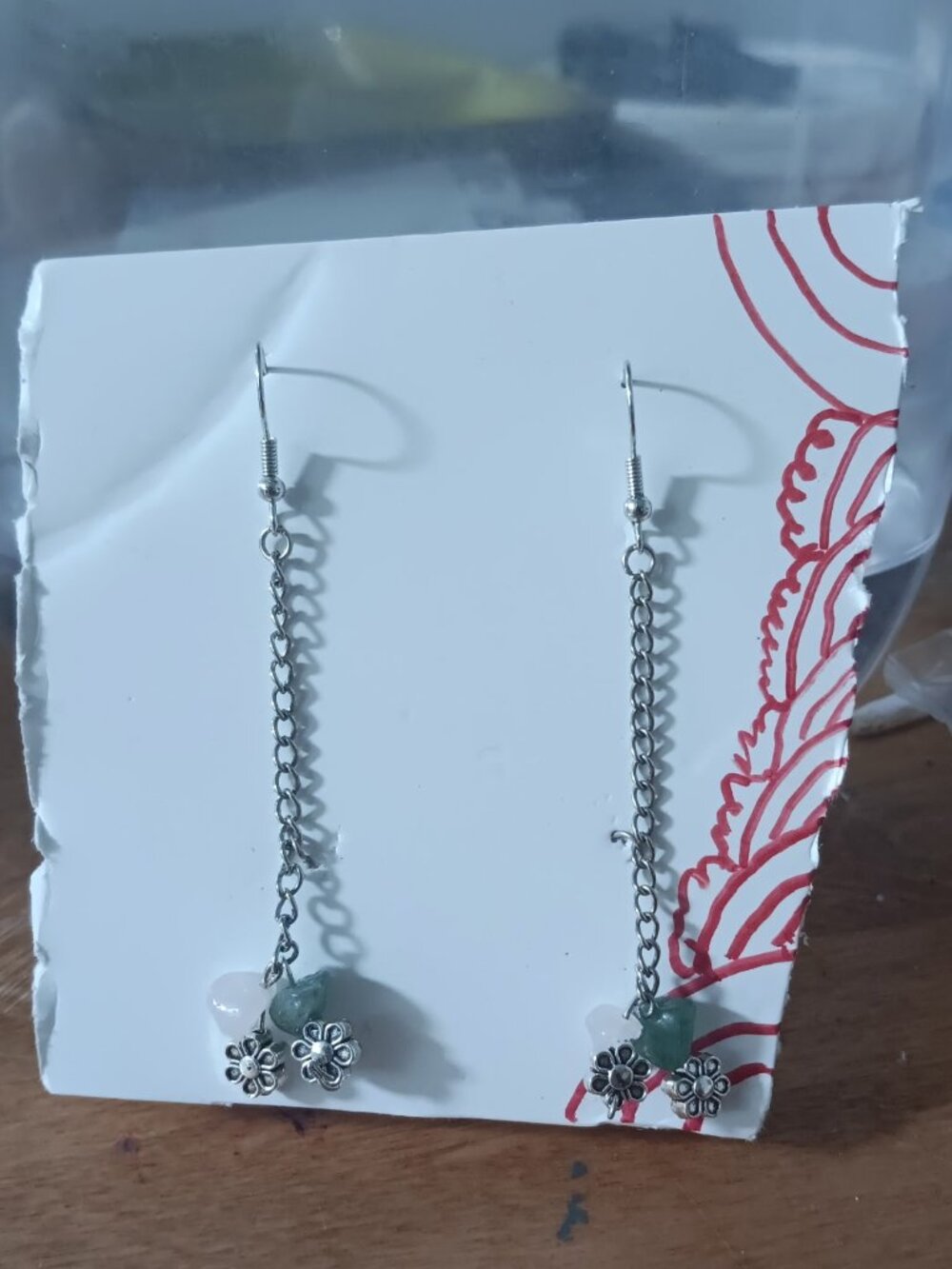 Double Flower Double Gem Earrings